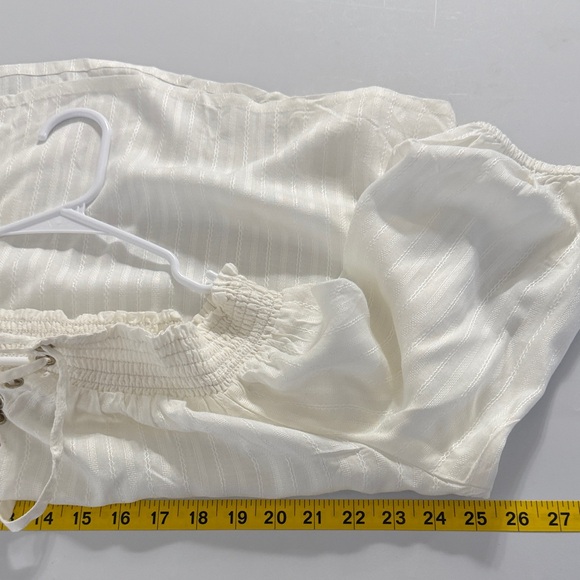 LASCANA for VENUS White Lace Up Peasant Blouse Tassel Boho Top 1X - Picture 8 of 10